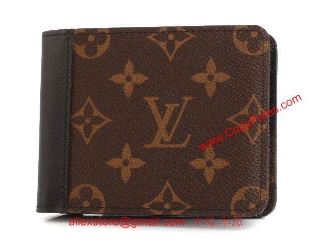 ルイヴィトン モノグラム マカサー ポルトフォイユガスパル 二つ折財布【札入れ】 ダークブラウン＆ブラック M93801 【2011年秋冬新作】